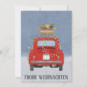 Frohe Weihnachten German jul Red Fiat 500 Julkort