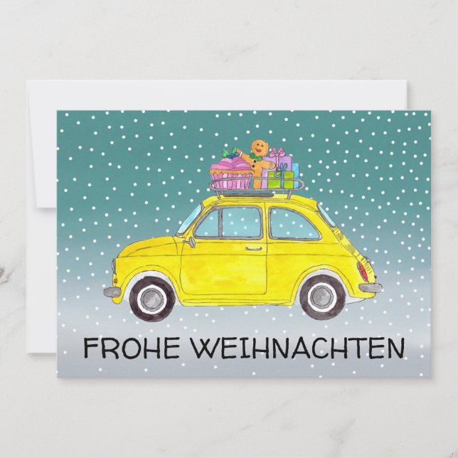 Frohe Weihnachten German julfiat 500 Julkort (Framsida)