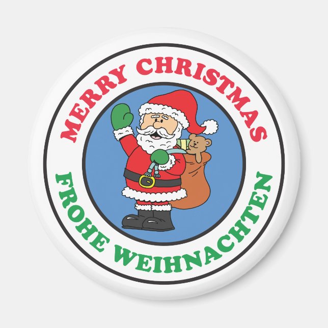 Frohe Weihnachten German jultomten Magnet (Framsidan)