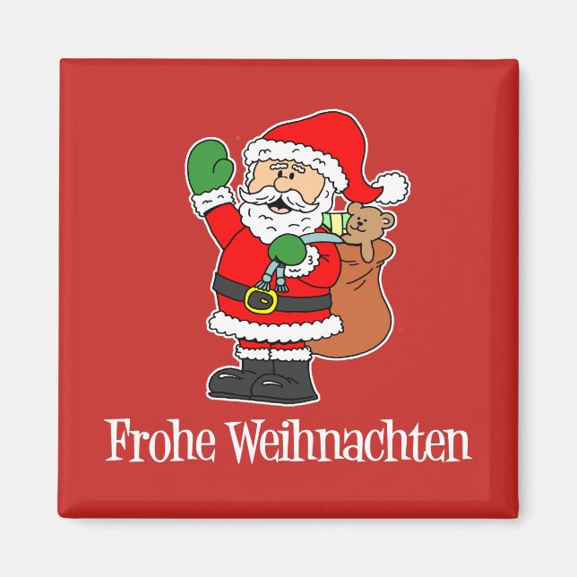 Frohe Weihnachten German jultomten Magnet (Framsidan)