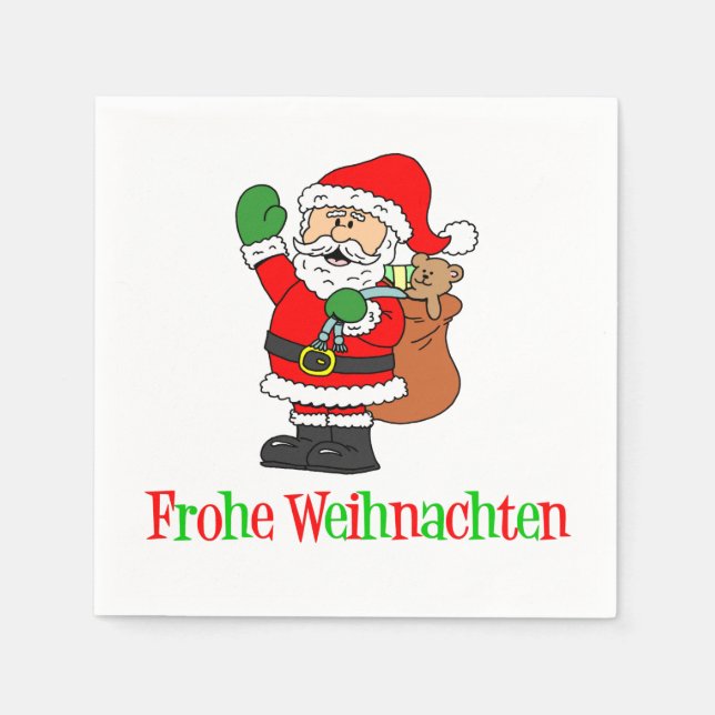 Frohe Weihnachten German jultomten Pappersservett (Framsidan)