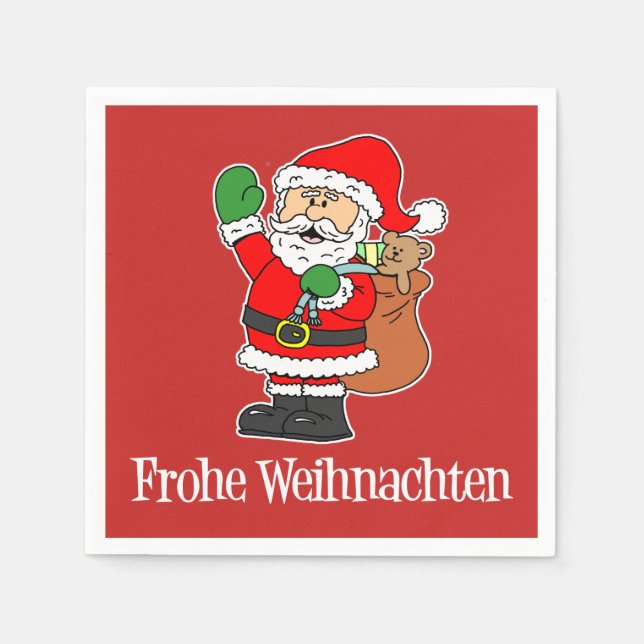 Frohe Weihnachten German jultomten Pappersservett (Framsidan)
