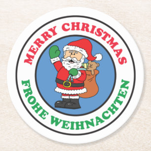 Frohe Weihnachten German jultomten Underlägg Papper Rund