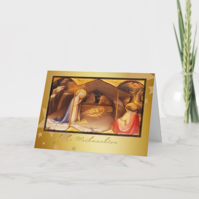 frohe Weihnachten, god jul i tysk Helgkort (Framsida)
