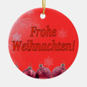 Frohe Weihnachten! God jul i tysken rf Julgransprydnad Keramik