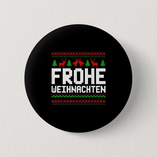 Frohe Weihnachten God jul på tyska Funny Knapp (Framsida)