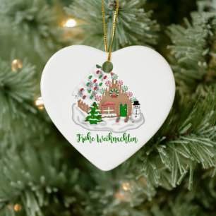 Frohe Weihnachten Herzanhänger Keramik Baumschmuc Julgransprydnad Keramik