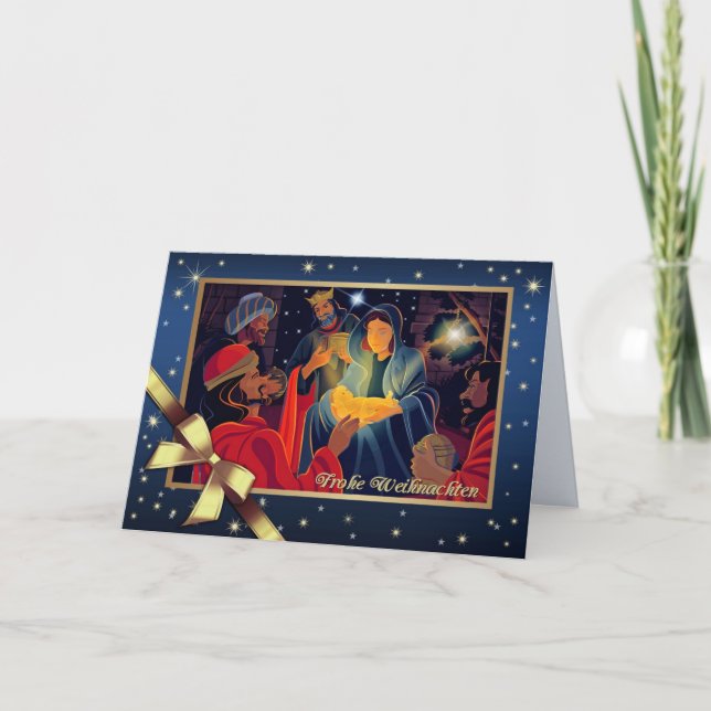 Frohe Weihnachten. Julkort på tyska Helgkort (Framsida)