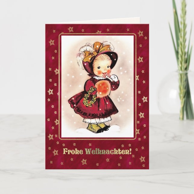 Frohe Weihnachten. Julkort på tyska Helgkort (Framsida)