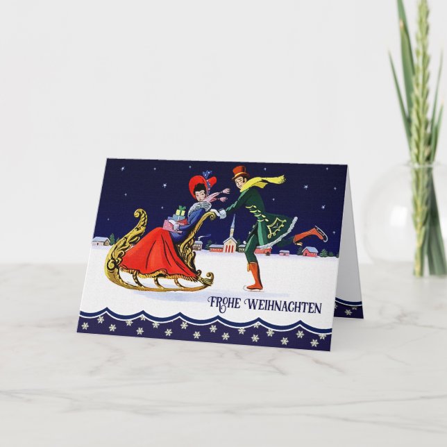 Frohe Weihnachten. Julkort på tyska Helgkort (Framsida)