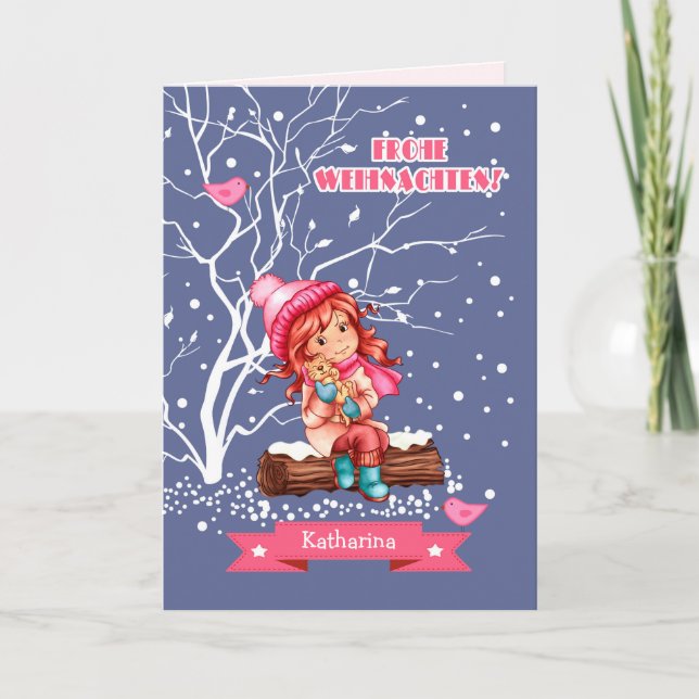 Frohe Weihnachten. Julkort på tyska Helgkort (Framsida)