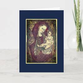 "FROHE WEIHNACHTEN" MADONNA & CHILD CHRISTMAS-KORT ANTECKNINGSKORT