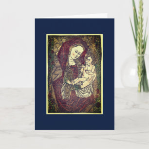 "FROHE WEIHNACHTEN" MADONNA & CHILD CHRISTMAS-KORT ANTECKNINGSKORT