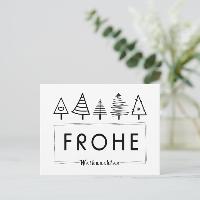 Frohe Weihnachten mit Tannenbaum schlicht Vykort (Stående Fram)