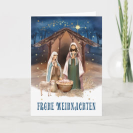 Frohe Weihnachten. Nativitetsscenkort på tyska Helgkort