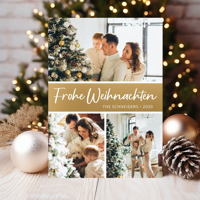 Frohe Weihnachten Photo Collage Julkort (Skapare uppladdad)