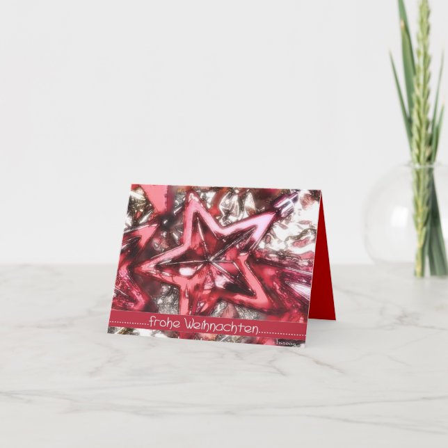 Frohe Weihnachten, roter glänzender Stern Helgkort (Framsida)