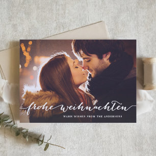 Frohe Weihnachten Rustic Script-julfoto Julkort