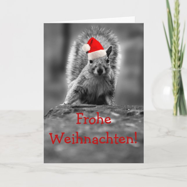 Frohe Weihnachten Santa Squirrel Helgkort (Framsida)
