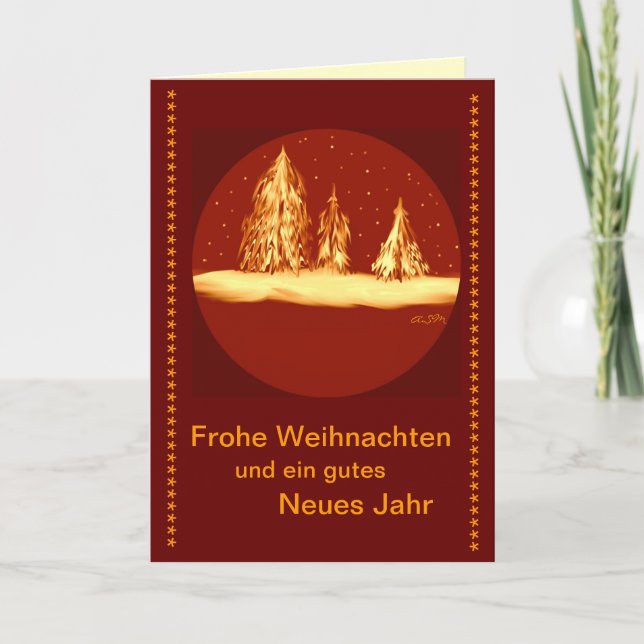 Frohe Weihnachten - Tannen-your text Helgkort (Framsida)