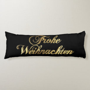 Frohe Weihnachten tysk julsvart och guld Kroppskudde