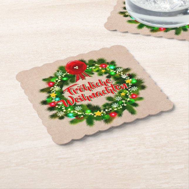 Frohe Weihnachten Untersetzer jul Underlägg Papper (Vinklad)