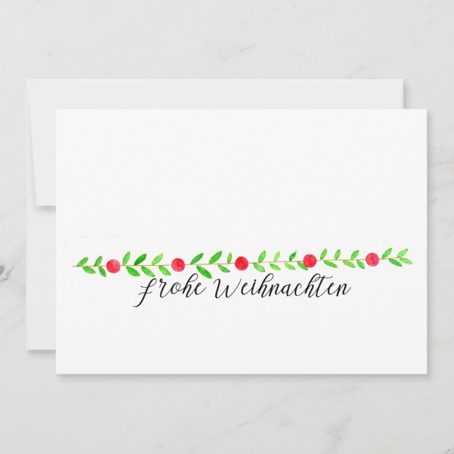 Frohe Weihnachten, vattenfärgjulbaner Inbjudningar (Framsida)