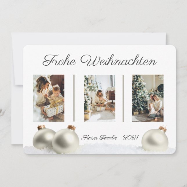 Frohe Weihnachten - Weihnachtskarte mit Fotos Julkort (Framsida)
