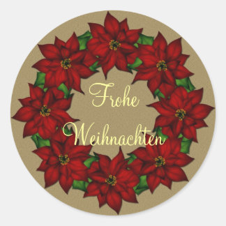 Frohe Weihnachten - Weihnachtsstern Motiv Runt Klistermärke