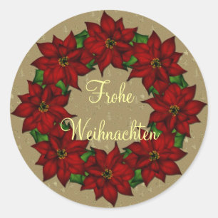 Frohe Weihnachten - Weihnachtsstern Motiv Runt Klistermärke