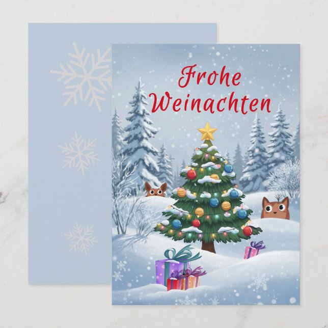 Frohe Weinachten Inbjudningar (Fram/baksida)