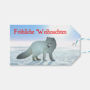 Frohliche Weihnachten - Arktiska räv Presentetikett