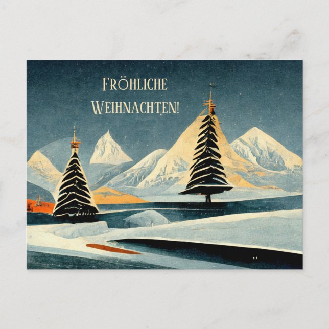 Fröhliche Weihnachten Art deco Karte Vykort (Framsida)