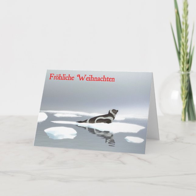 Frohliche Weihnachten - bandet förseglar på is Helgkort (Framsida)