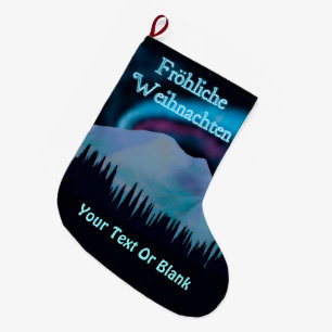 Frohliche Weihnachten - Blue Aurora Stor Julstrumpa