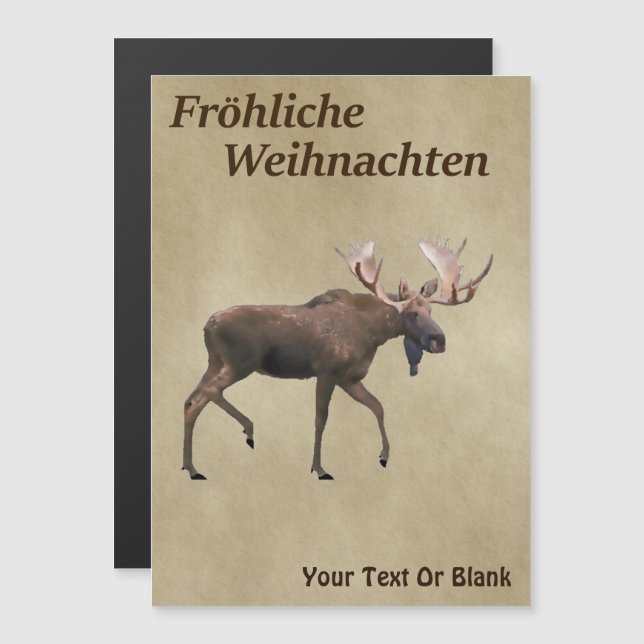 Fröhliche Weihnachten - Bull Moose on Old Papper (Fram/baksida)