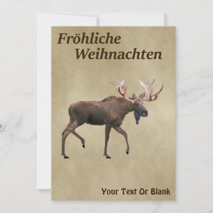 Fröhliche Weihnachten - Bull Moose on Old Papper