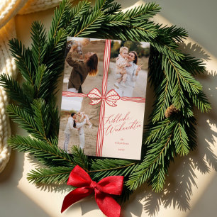 Fröhliche Weihnachten Elegant Helgdag Bow Photos Julkort