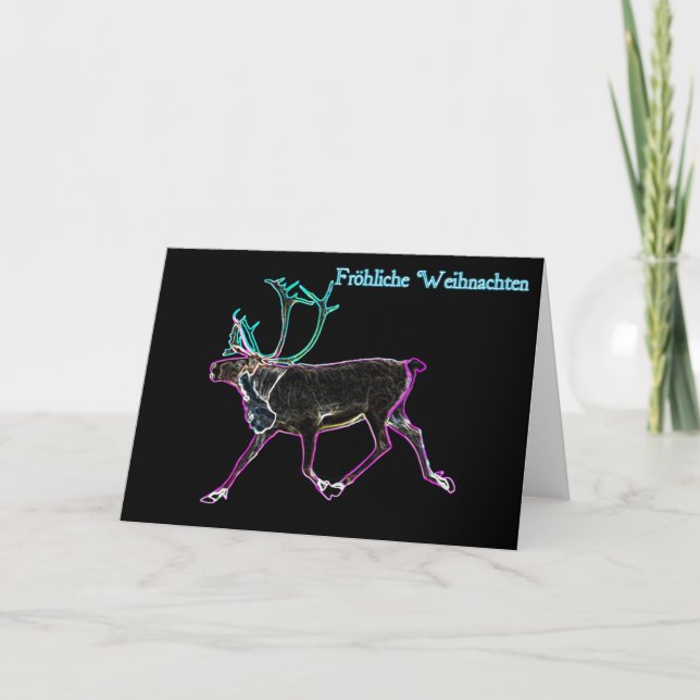Frohliche Weihnachten - elektrisk Caribou Helgkort (Framsida)