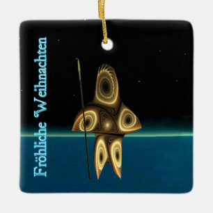 Frohliche Weihnachten - Fractal Inuit Hunter Julgransprydnad Keramik