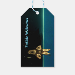 Frohliche Weihnachten - Fractal Inuit Hunter Presentetikett