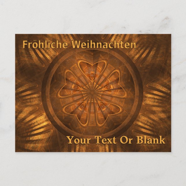 Fröhliche Weihnachten - Fractal Wood Carving Vykort (Framsida)