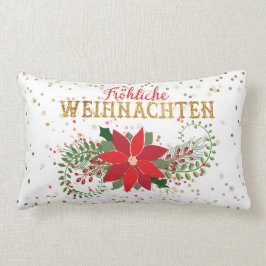 Frohliche Weihnachten Guld Glitter Poinsettia Jula Lumbarkudde