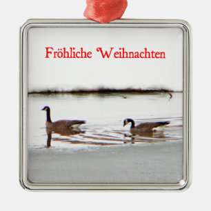 Frohliche Weihnachten - Honkers - Kanada Geese Julgransprydnad Metall