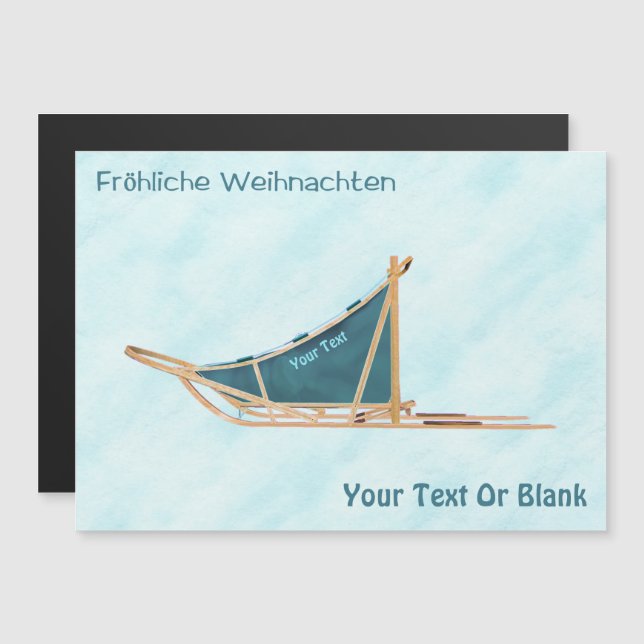 Fröhliche Weihnachten - Hund Sled på Snö (Fram/baksida)