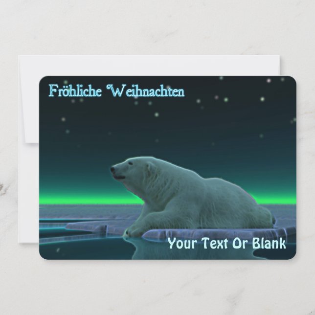 Frohliche Weihnachten - Ice Kant Polar Bear Julkort (Framsida)
