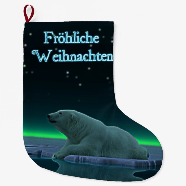 Frohliche Weihnachten - Ice Kant Polar Bear Stor Julstrumpa (Framsidan)
