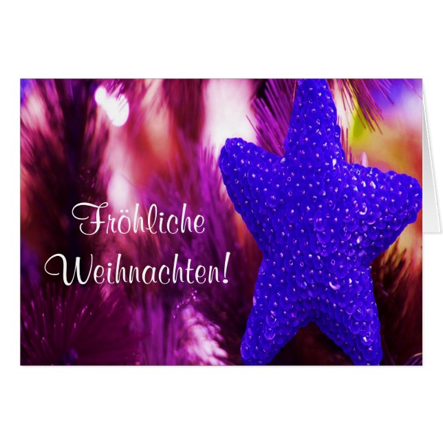 Fröhliche Weihnachten jul Lila Star III Hälsningskort (Framsidan Horizontal)