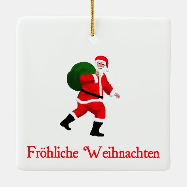 Frohliche Weihnachten - Jultomten Julgransprydnad Keramik (Baksida)