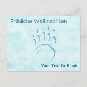 Fröhliche Weihnachten - Polar Bear Paw-utskrift Vykort